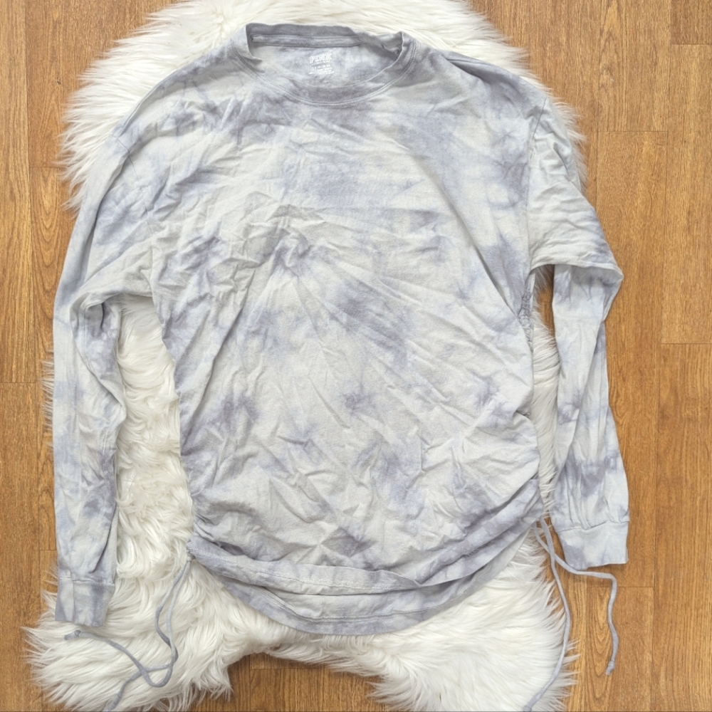 PINK Victoria's Secret Sinched Sides Long Sleeve Tie Dye T-shirt